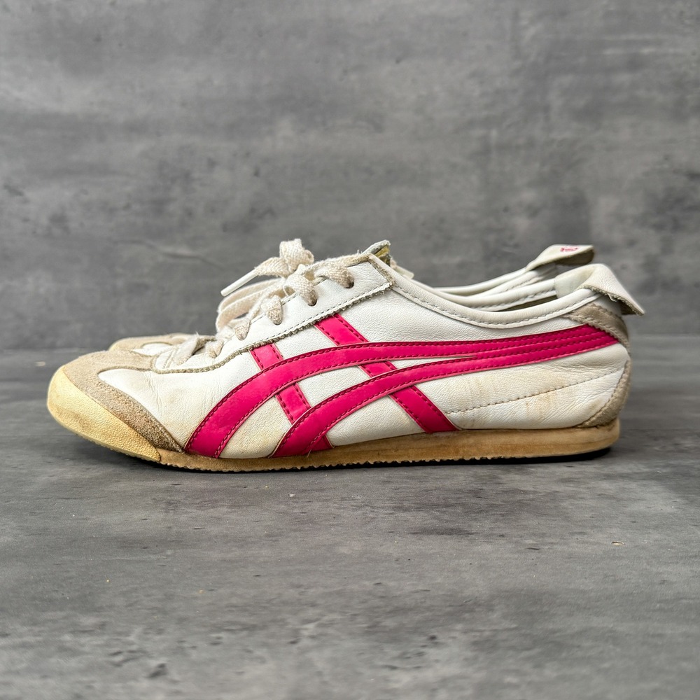 Vintage VTG Y2K 2000s 00s Onitsuka Tiger Mexico 66 White Pink Leather Sneakers